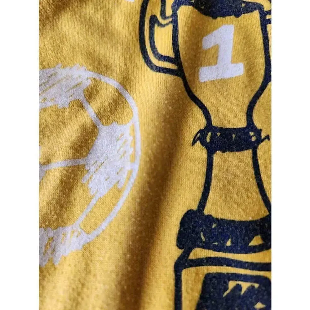 Gymboree boys 7-8 medium trophy athletic sporty pajama top yellow navy blue